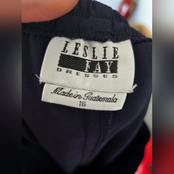 VTG Leslie Fay 2Piece Skirt Suit 16 Blue Long Sleeve Button Up Double Breasted - Picture 15 of 16